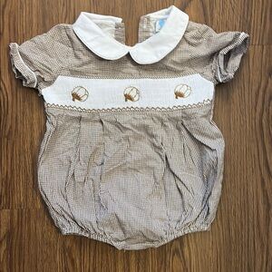 Brown and White Smocked Bubble